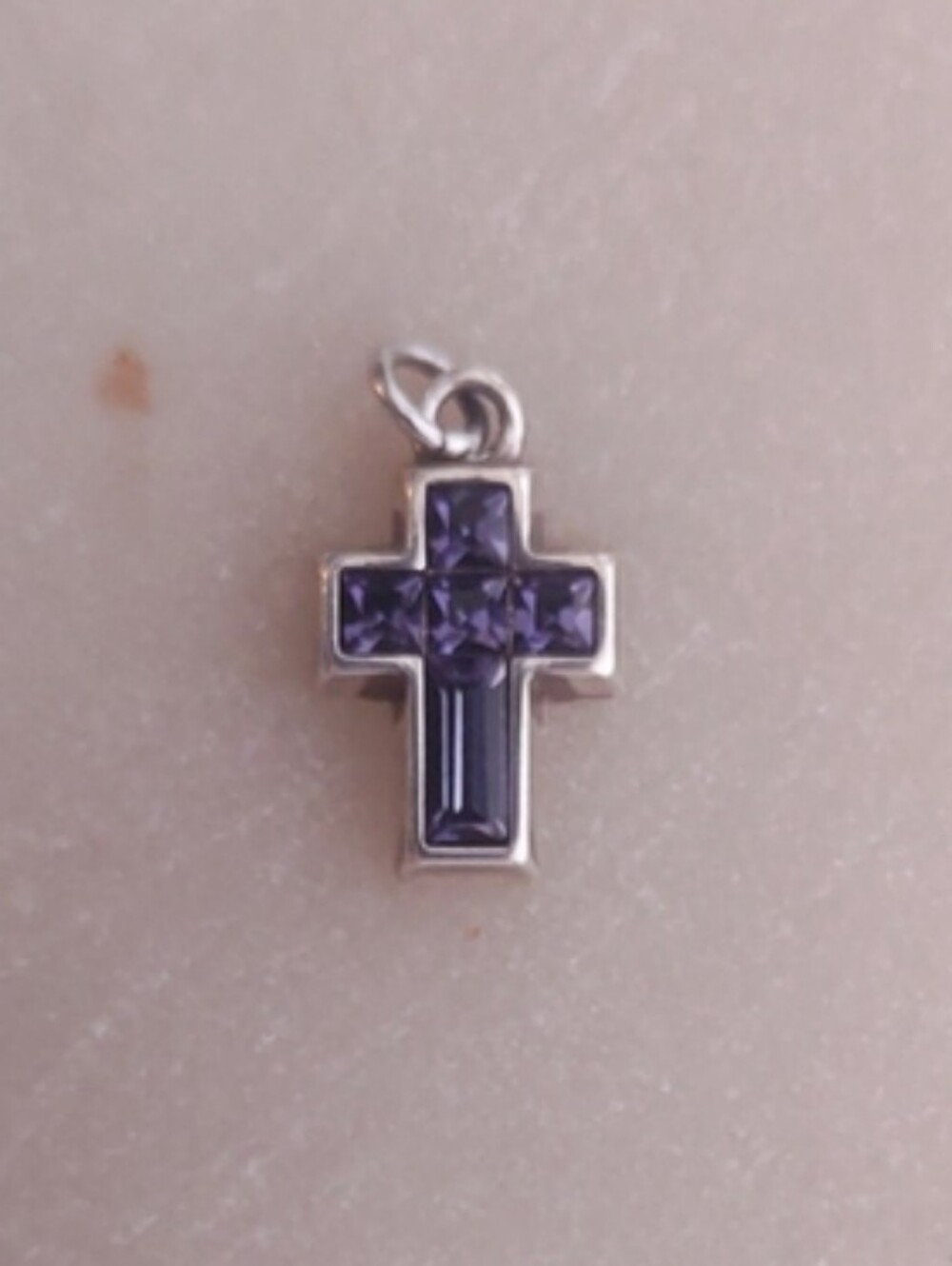 Brighton Purple Crystal Cross Pendant Charm Deep Amythest - Retired Color